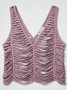 BCBGeneration Dusty Mauve Ladder Cutout V-Neck Tank